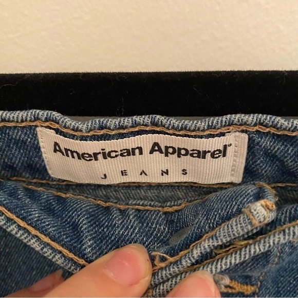 AMERICAN Apparel Blue Denim Jean Skirt A-Line Button Front • sz M Medium - Picture 4 of 5